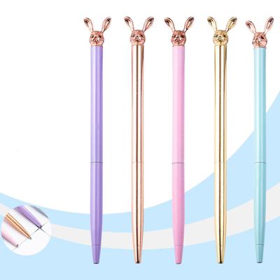 Penna a sfera da 1 pezzo Simpatico coniglietto di coniglio Matrimonio in metallo oro rosa Forniture per ufficio scolastico di cancelleria