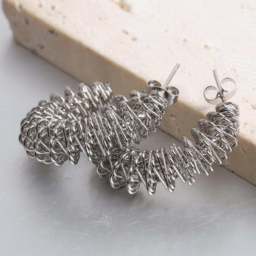 18K Gold Twisted Stainless Steel Retro Earrings - 20MM