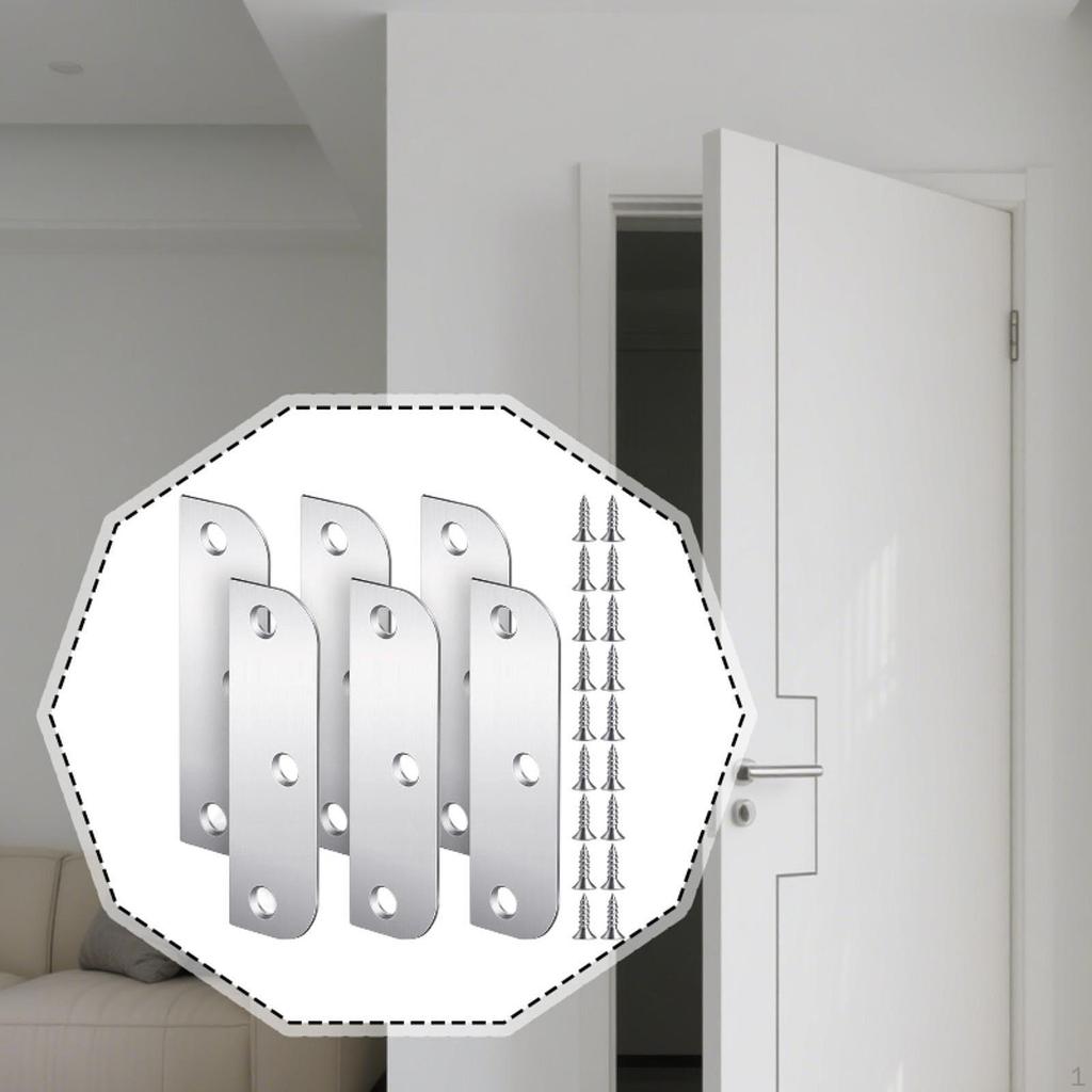 6 Pieces Door Hinge Filler Plates Kit Edge Easy to Install with Matching Screws Plate