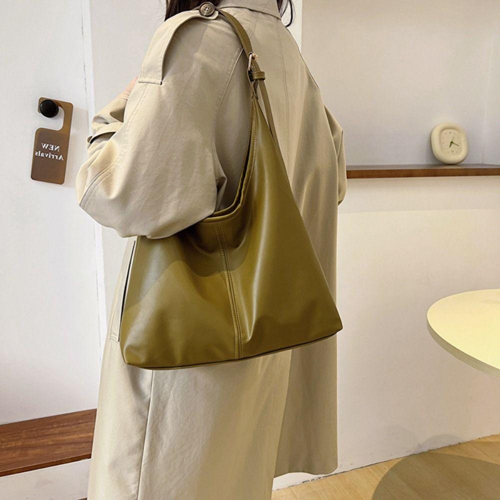PU Vintage Tote Bag Large Capacity Commute Shopping Bag Portable Women's Shoulder Bag  Shopping