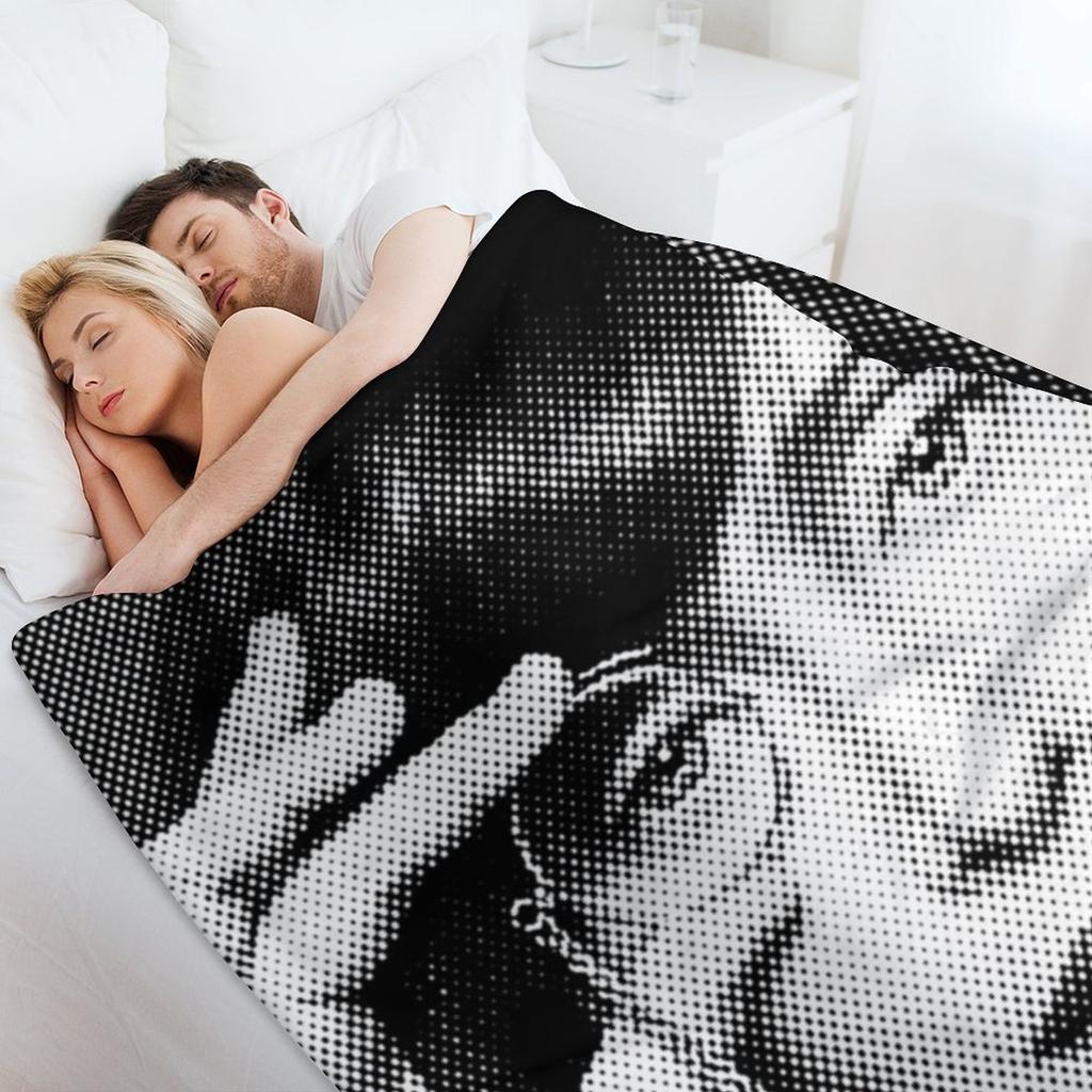 Vera Farmiga Black & White Portrait Made Of Dots Throw Blanket Soft Beds Flannel Fabric Thin Luxury Designer Blankets