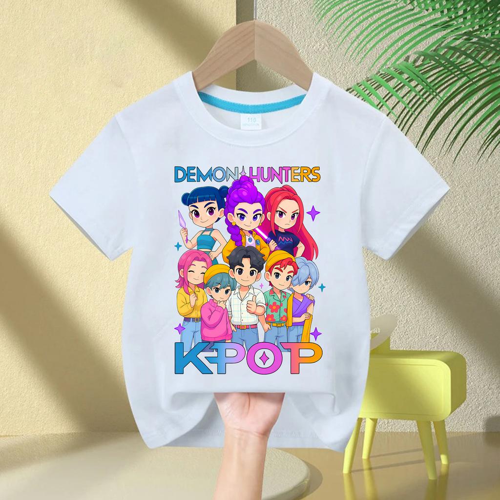 Baby Girl Clothes Crew Neck Cartoon Girls Boys Tee Kids Rumi T-shirt KPop Demon Hunters Print Fashion Casual Tops Casual