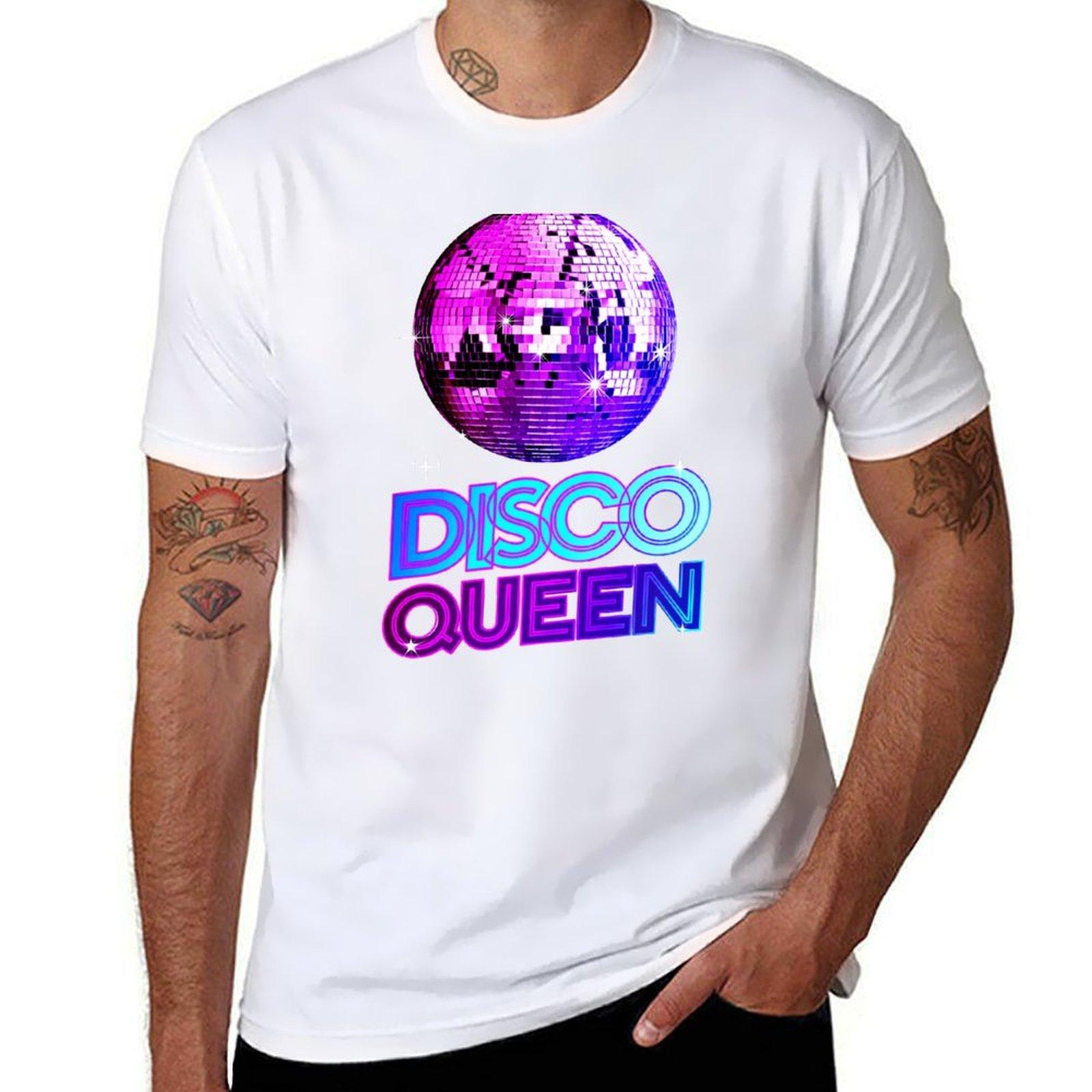 Disco Queen Retro 70s Tee Seventies Neon Disco Ball TShirt plain blanks Unisexs graphic tshirts funny S
