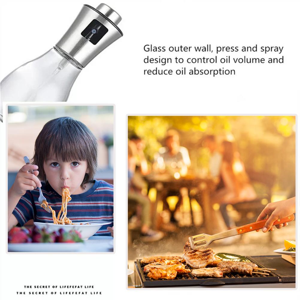 200ML Oil Sprayer Dispenser Oil Spray Bottle Portable Grilling Olive Oil Glass Bottle for Kitchen Cooking Salad Bread