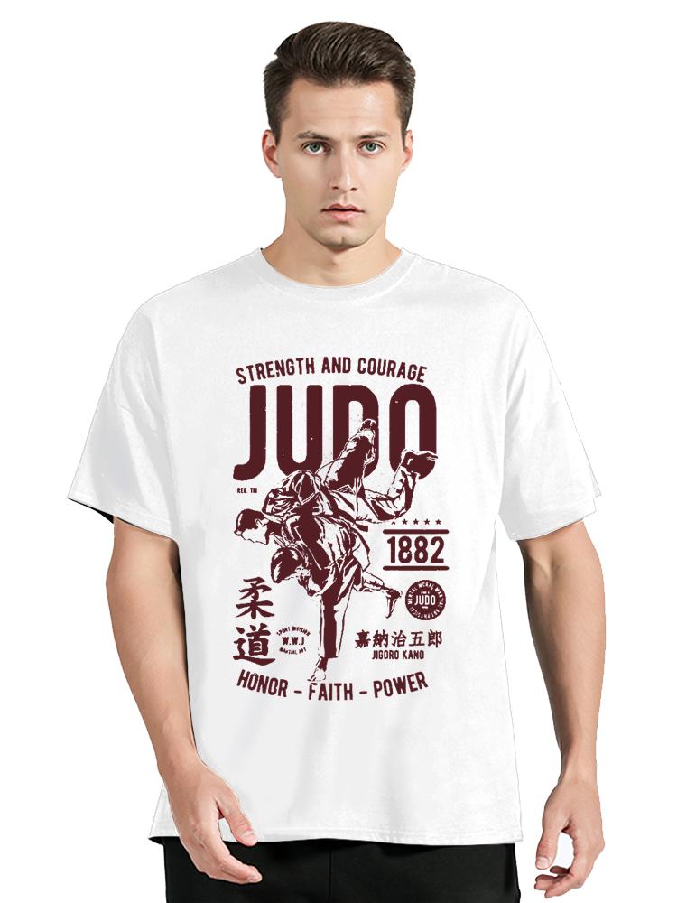 STRENGHT AND COURAGE JUDO 1882 FAITH POWER Tshirt Cotton Unisex Tops Oversized Tees Fitness T-