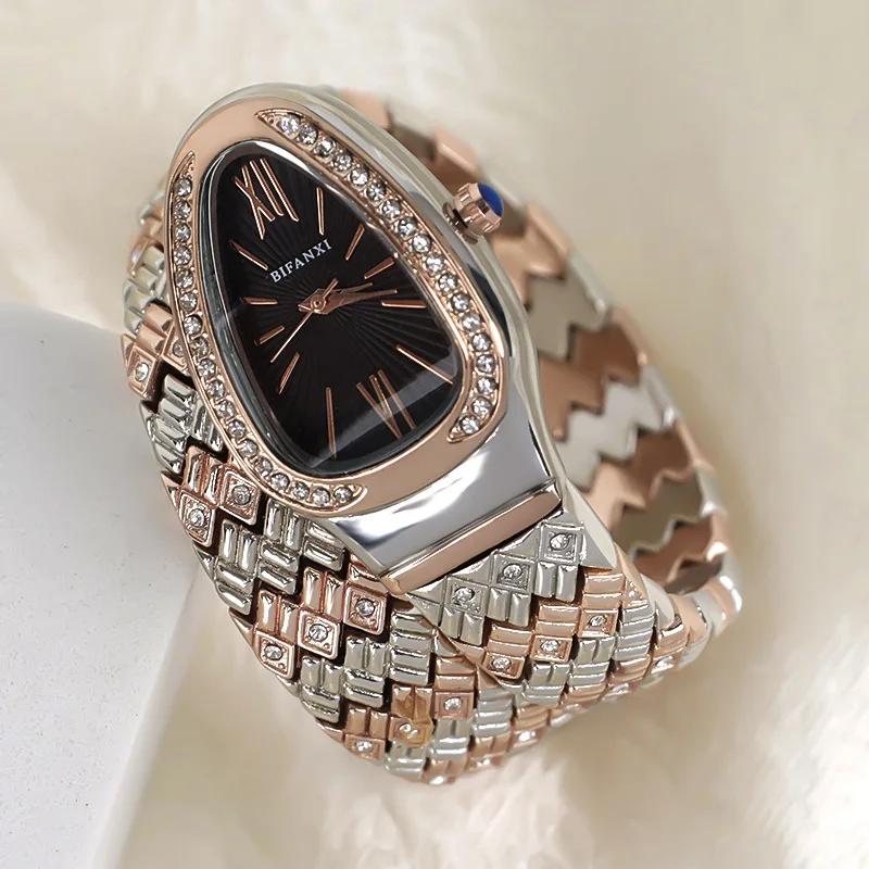 Creative Snake Quartz Watch for Women Hot Sale Luxury Stainless Steel Watch Strap Wristwatch Fashion Lady Dress Jewelry Relogio