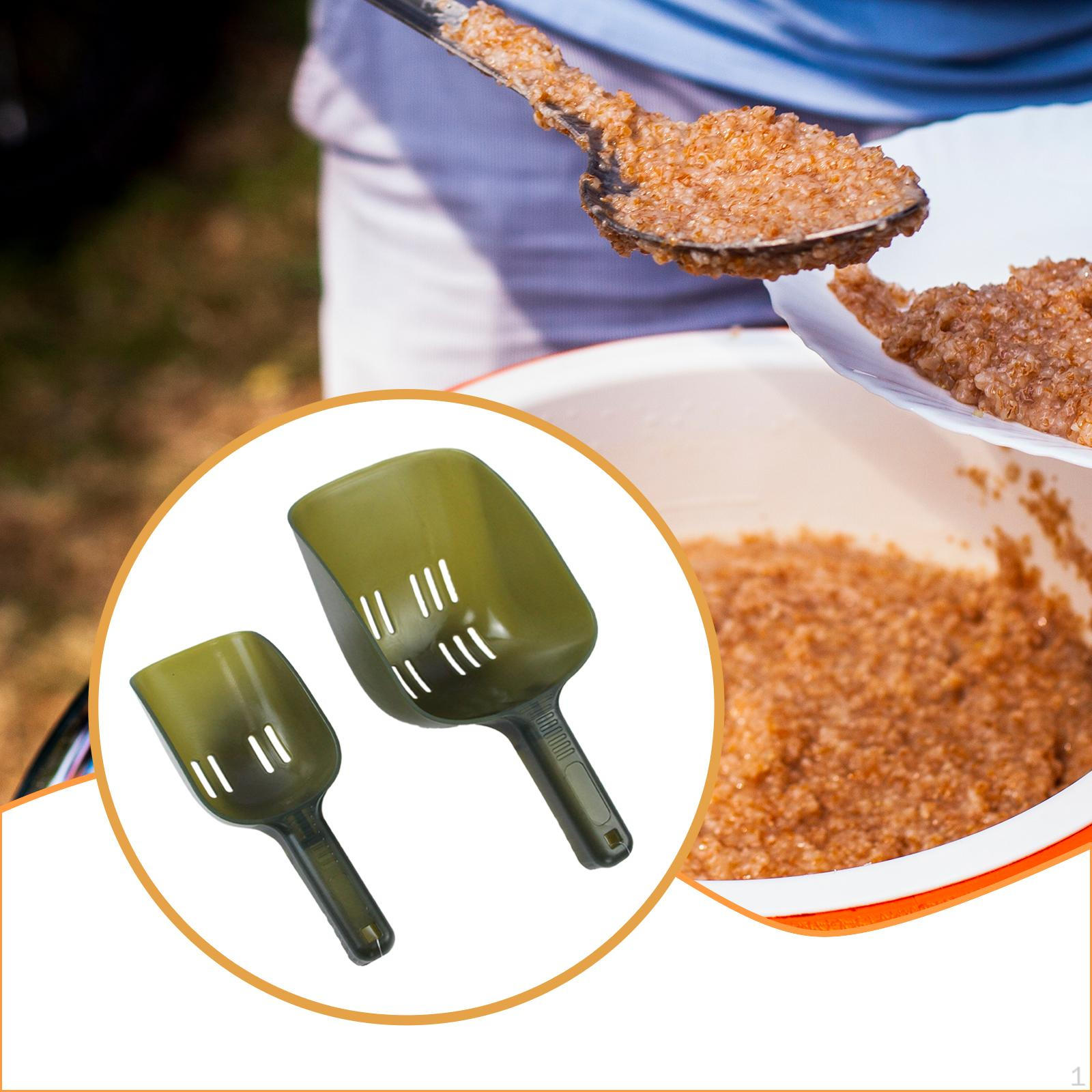 

2 шт. Ложка для заброса рыболовной приманки, простая в использовании, портативная, для прикармливания бойлами с отверстиями