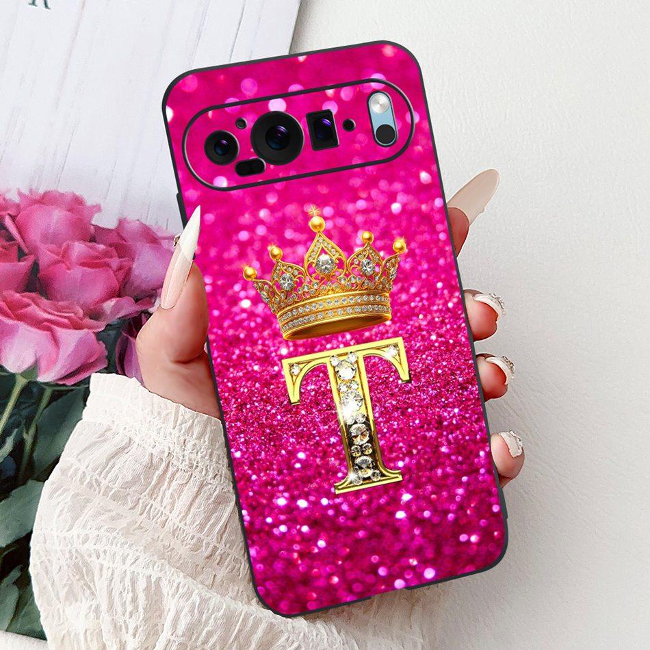 For Google Pixel 9 Pro 9a Pixel9 Fashion New Crown Letter Phone Case For Google Pixel 9 Pixel9a 9Pro Black Silicone Soft Cases
