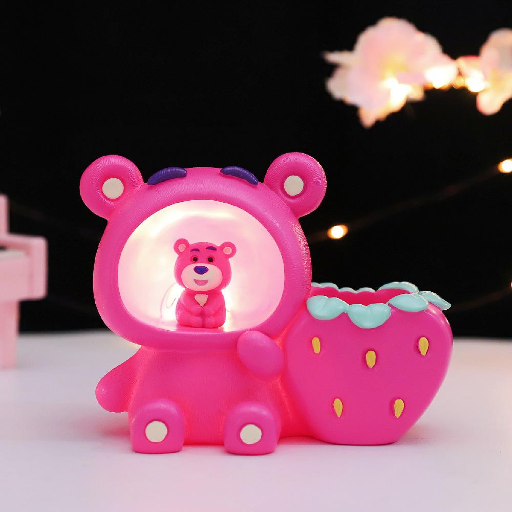 Unicorn Angel Wings Student Desk Pencil Holder Star Light Button Electric Cell