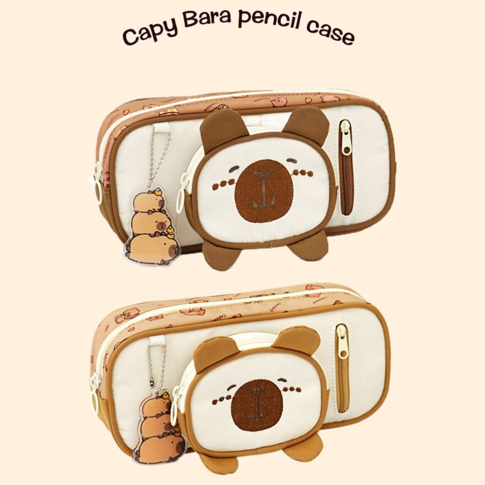 Large Capacity Capybara Pen Bag Detachable Cartoon Pencil Case Lovely Capybara Pencil Case Student