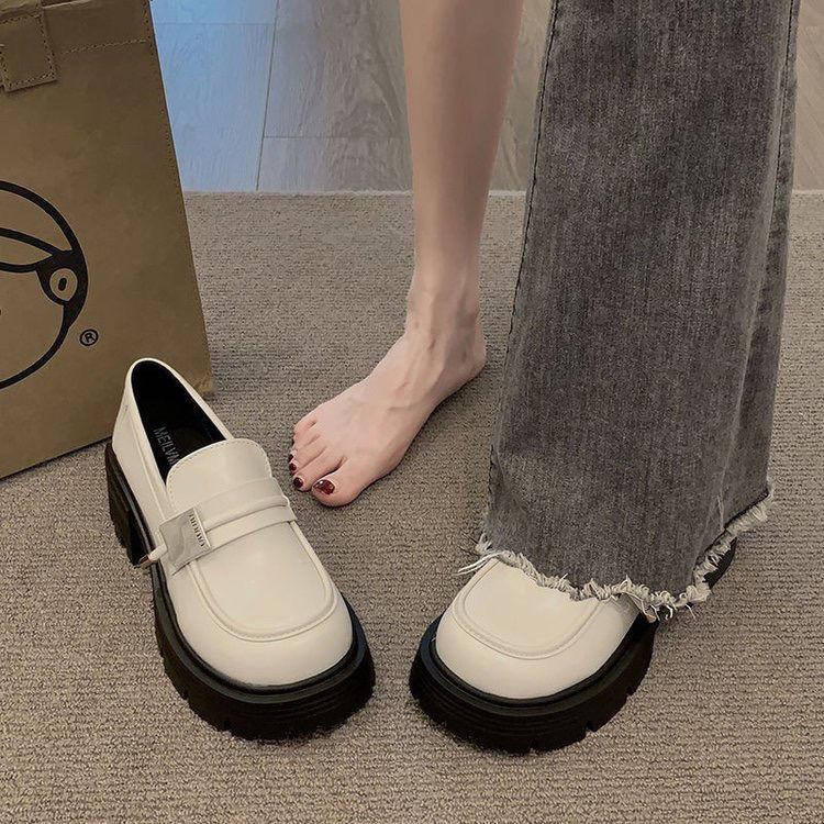 Fashion Platform British Style Small Leather Shoes 2025 New Spring and Autumn One-pedal Single Shoes Versatile Loafers Mary Jane Shoes