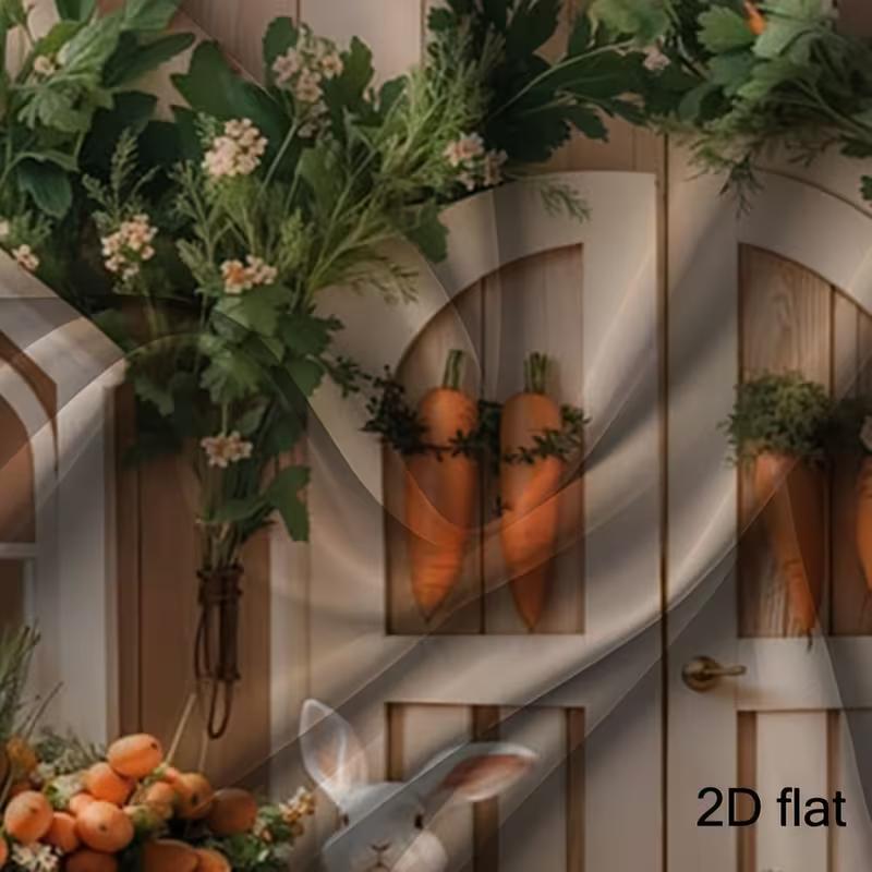 2D Spring Rabbit Backdrop - Natural Greenery Woodland Door Photography Background for Easter Events