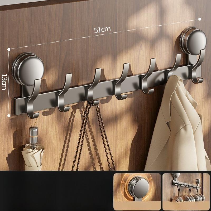 Hakenleiste aus Aluminiumlegierung, Wandmontage mit Doppel-Saugnapf zum Aufhängen, Bohrerfreie Saugnapf-Handtuchstange und Hutständer zum Aufhängen von Handtüchern, Mänteln, Hüten
