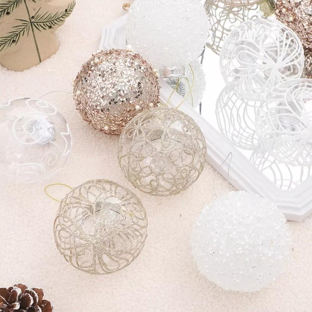 6PCS High-quality Plastic Christmas Ball Set Gillter Suspensable Xmas Ornament Ball 8cm Painted Xmas Baubles Storefront