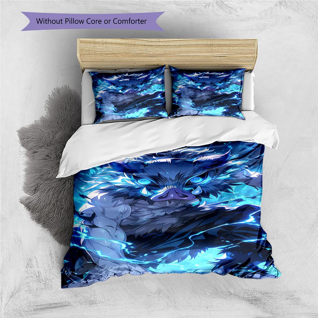 Conjunto de Colcha com Padrão de Desenho Animado Capa de Colcha Fronha Decoração de Casa Presente de Aniversário (1 capa de edredom + 2 fronhas, sem enchimento.)