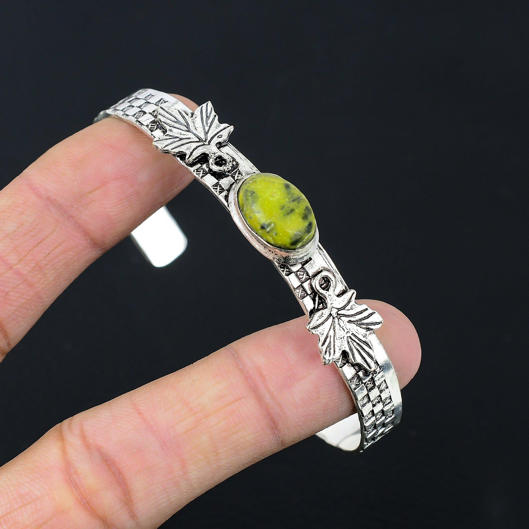 

Friendship Day Deal Oval Natural Gogunjula Sterling Silver New Bangle Bracelet Adjustable