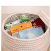Home Desktop Miscellaneous Storage Basket Multi-purpose Hand Woven Cotton Rope Material Snacks Cosmetics Stationery Storage Box