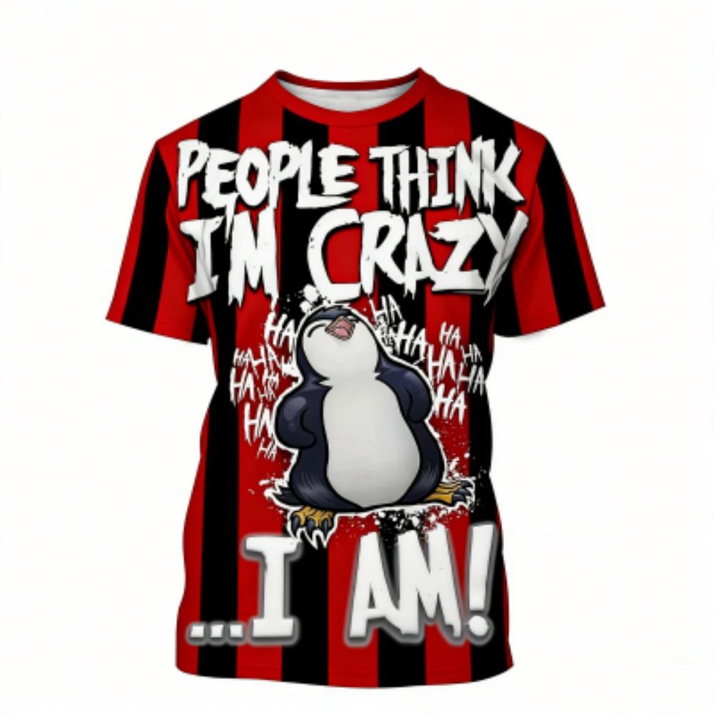 

Men s T-shirt Penguin Letter 3D Print Men s Short Sleeves T-Shirt Loose Casual Summer Outdoor Street Men s and Women s Tees Tops XXS