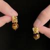 Medieval Style Liquid Irregular Tiger's Eye Stone Earrings Retro Light Luxury Maillard Style Earrings