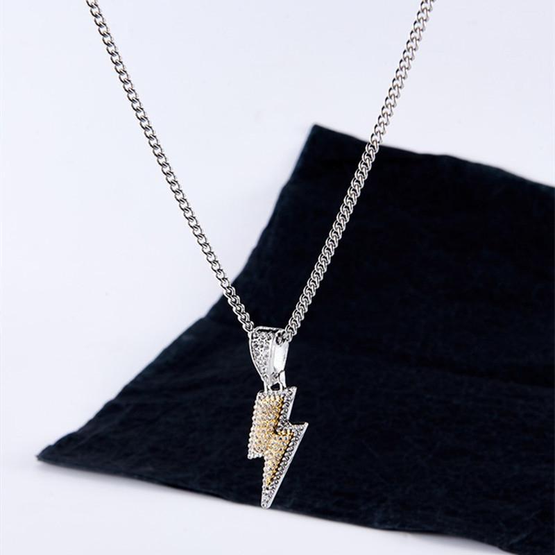

Ожерелье с подвесками Shine Full Zircon Lightning Ожерелье для женщин и мужчин Iced Out Chain Хип-хоп вечерние ювелирные аксессуары