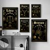 Zodiac Astrology Plakát Rak Leo Boho Nástěnná výzdoba Dvanáct souhvězdí Umělecké obrazy na plátno pro domácí dekoraci