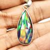 ZERTIFIZIERTER Natürlicher Opal 22 Karat Tropfen 925 Sterlingsilber Anhänger Schmuck