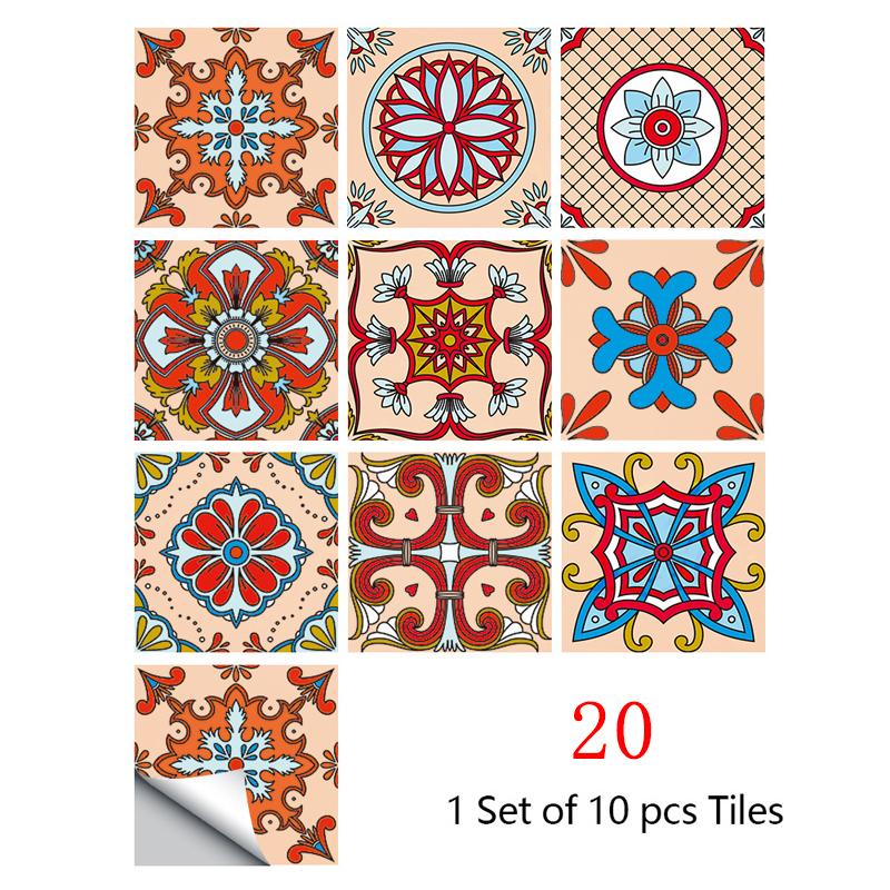 10 pezzi Adesivo da bagno Adesivo da parete Adesivo per piastrelle impermeabile Decalcomanie per piastrelle a forma di fiore Decorazione per la casa