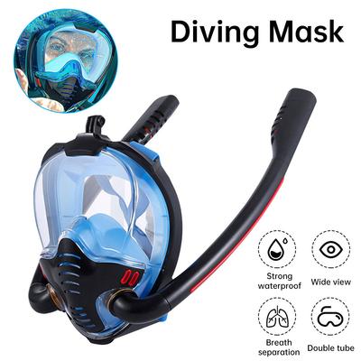 Schnorchelmaske Doppelschlauch Silikon Volltrocken-Tauchmaske Erwachsene Schwimmmaske Taucherbrille Unterwasser-Atemausrüstung