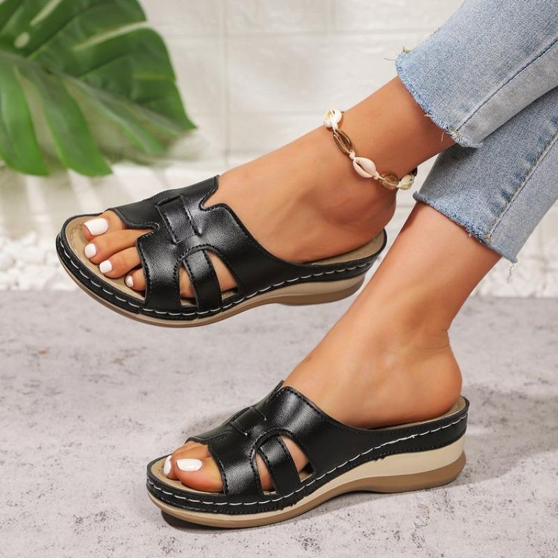 Fashion 2025 Summer Women Wedge Sandals Premium Orthopedic Open Toe Sandals Vintage Anti-Slip Leather Casual Female Platform Retro Shoes