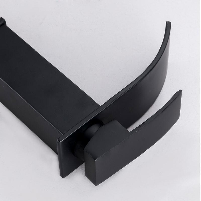 Black Stainless Steel Waterfall Bathroom Basin Faucet Sink Faucet Square Basin Faucet Single Handle And Cold Basin Faucet