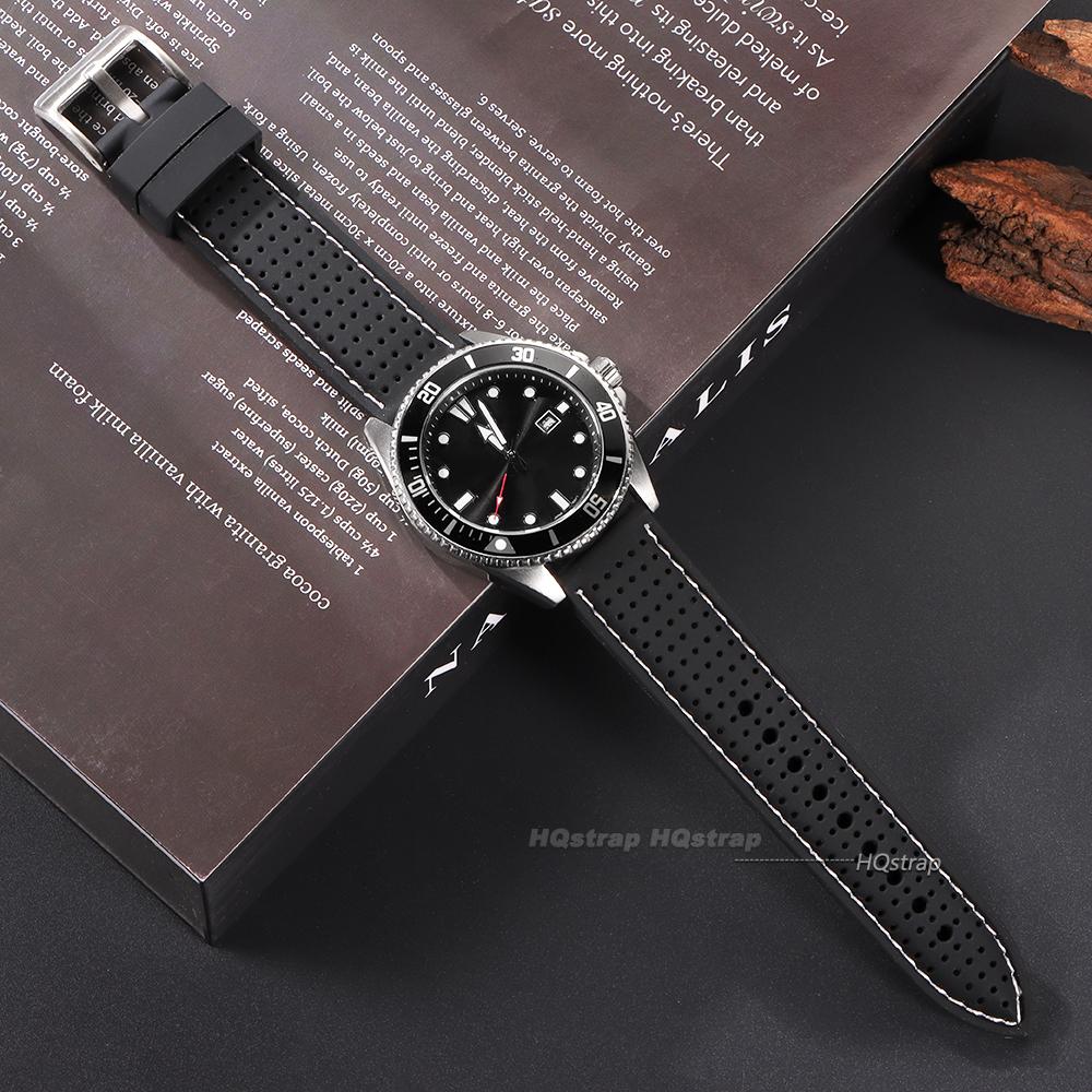 Breathable Silicone Sports Watchband 20mm 22mm 24mm for Smart Watch Rubber Wrist Strap Soft Waterproof Universal Band Accessory