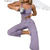 Women's Lace Camisole & Long Pants Set - Comfortable, Elastic Homewear & Outdoor Pajamas