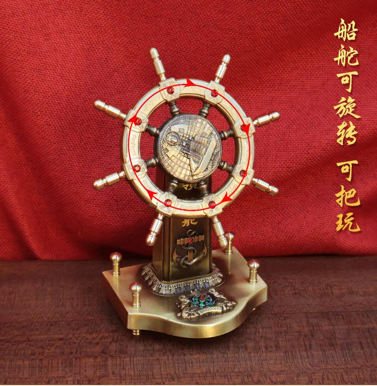 Pilot Ship Wheel Compass Rotating Ornament Brass Craft Company Office Decoration One Piece Dropshipping