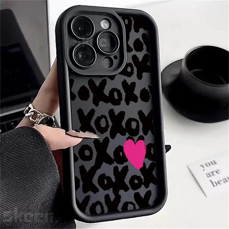 Black Lips Kiss Print Soft Silicone Phone Case For iPhone 15 Pro Max 16 14 13 12 11 Pro Max 7 8 Plus X XS XR Shockproof Cover