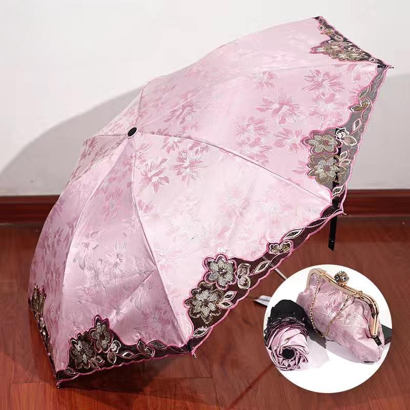 

Солнцезащитный крем с защитой от ультрафиолета, вышивка, солнцезащитный зонт, женский виниловый зонтик с вышивкой, дождь, дождь, upf50 + 53cm/8k