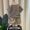 0-5 Jahre Jungen Sommer-Outfit-Set kurzärmelig Shorts Kinder gestreift Baby Zweiteiler