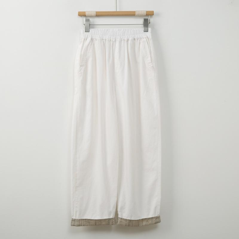 Johnature Женские прямые брюки Эластичная талия Однотонные брюки Весенние повседневные женские длинные брюки M белый