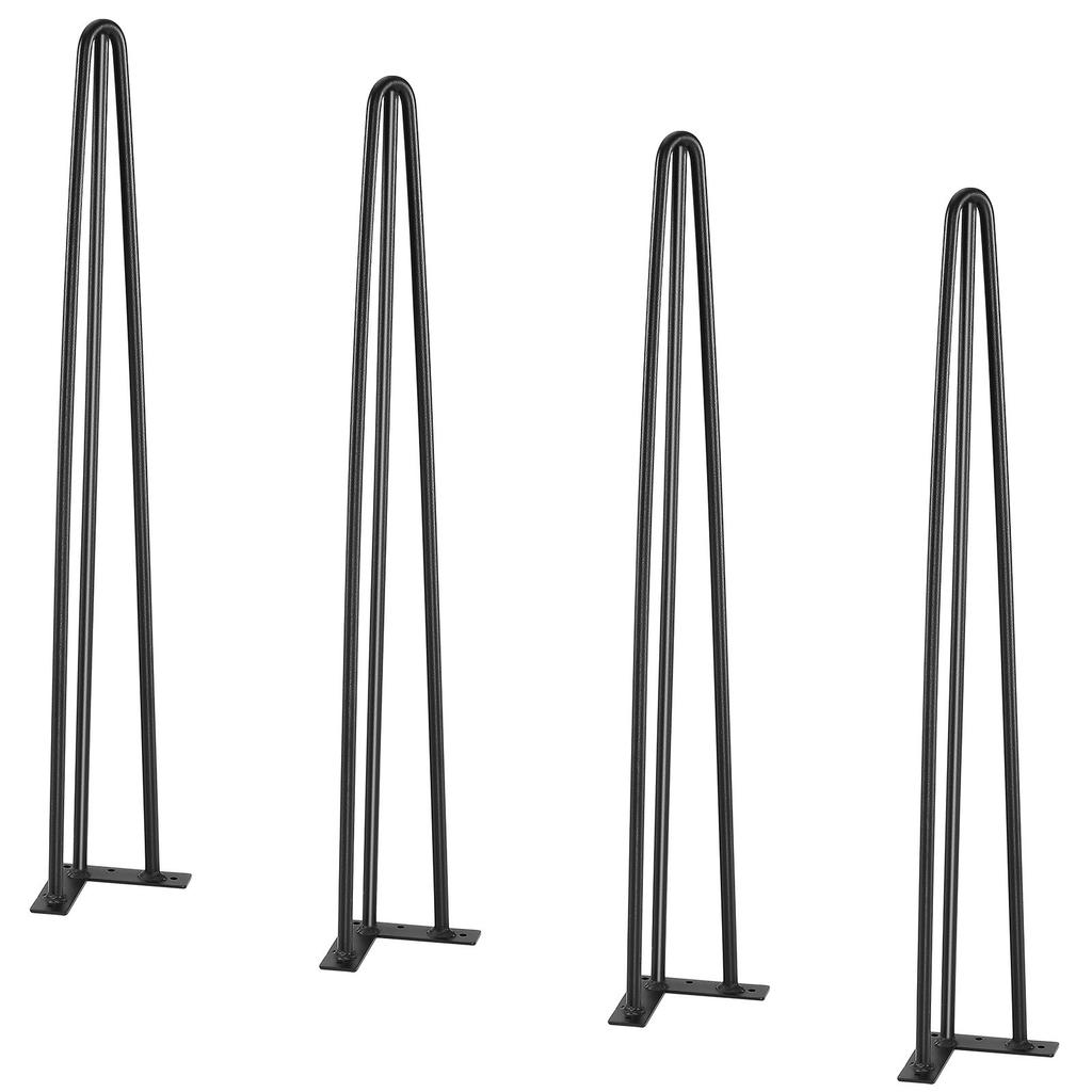 VEVOR Hairpin Table Legs 0.7M, Set of 4 Desk Legs 408.2KG Load Capacity, Hairpin Desk Legs 3 Rods for Desk Chairs Bench Dining End Table