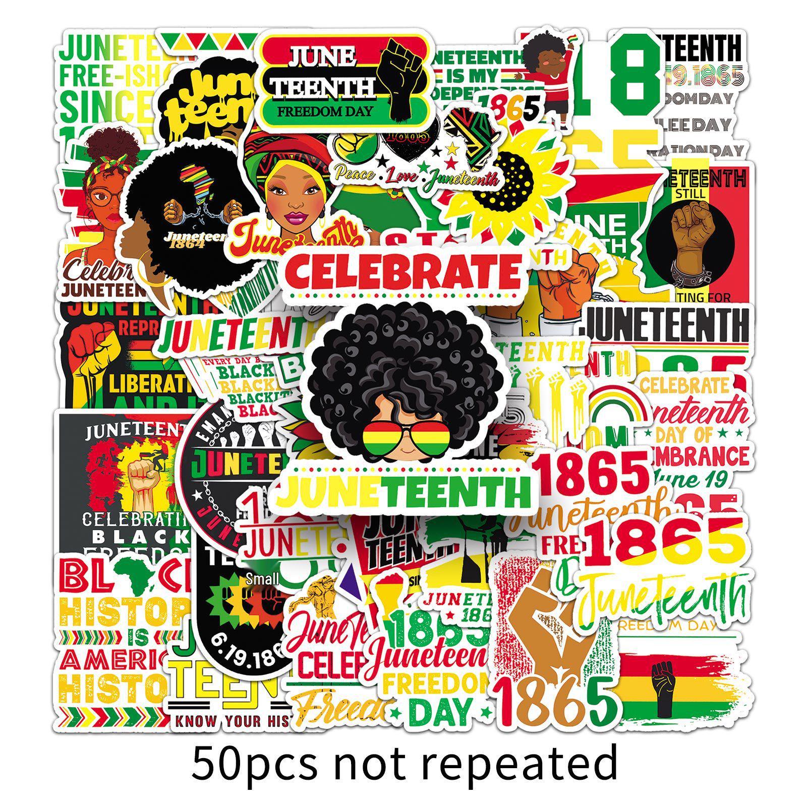 50-Piece Black Liberation Day Graffiti Waterproof Sticker Set for Phone and Suitcase