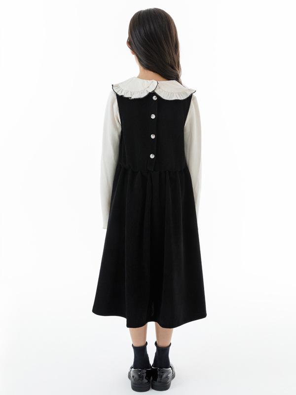 Mädchen Bluse mit Revers im koreanischen Stil & Westenkleid Set 2025