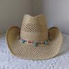 Lake Blue Cowboy Straw Hat 2023 Western Cowboy Sun Hat Spring Knight Hat Unisex Jazz Hat Summer Wide Brimmed Hat Sombrero Hombre