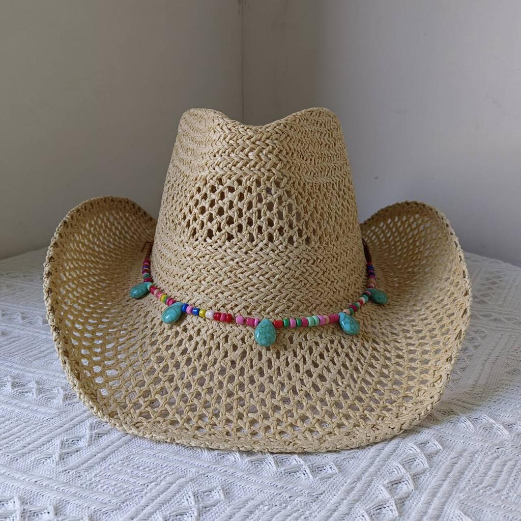 Lake Blue Cowboy Straw Hat 2023 Western Cowboy Sun Hat Spring Knight Hat Unisex Jazz Hat Summer Wide Brimmed Hat Sombrero Hombre
