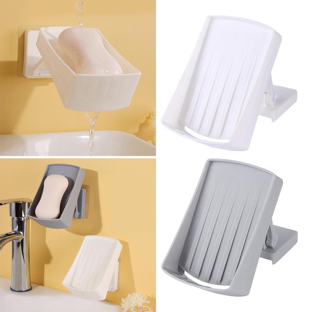 Soap Dish for Shower, Self Wall Mounted Soap Dish Holder with Drainage, Soap Holder for Bathroom and Kitchen