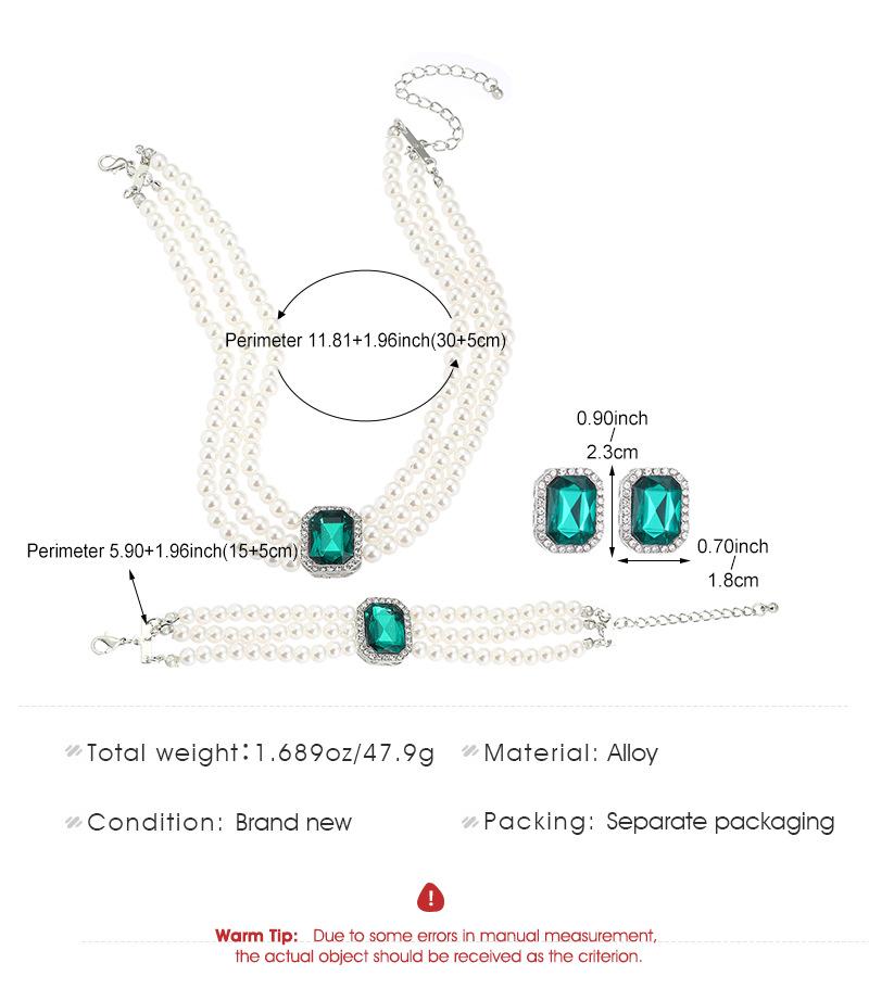 European & American Fashion Multi-Layer Pearl Crystal Jewelry Set: Necklace, Earrings & Bracelet