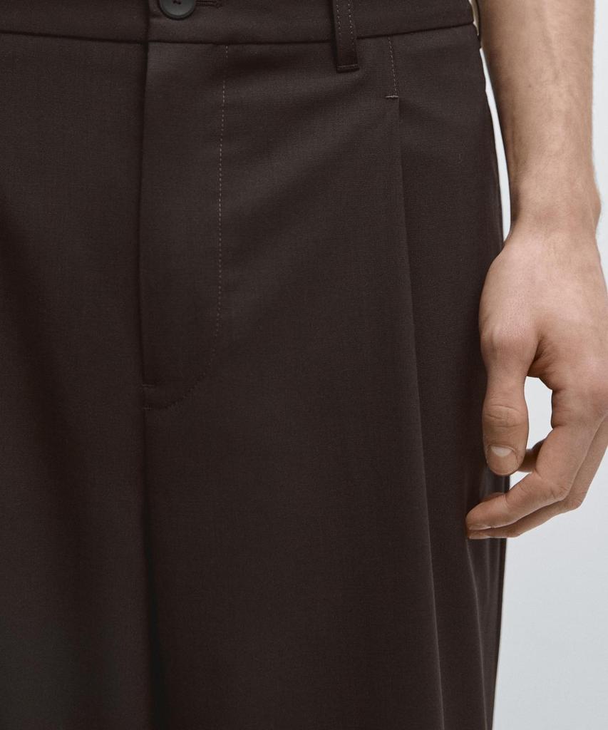 Masimodutti Relaxed Fit Cool Wool Blend Pants