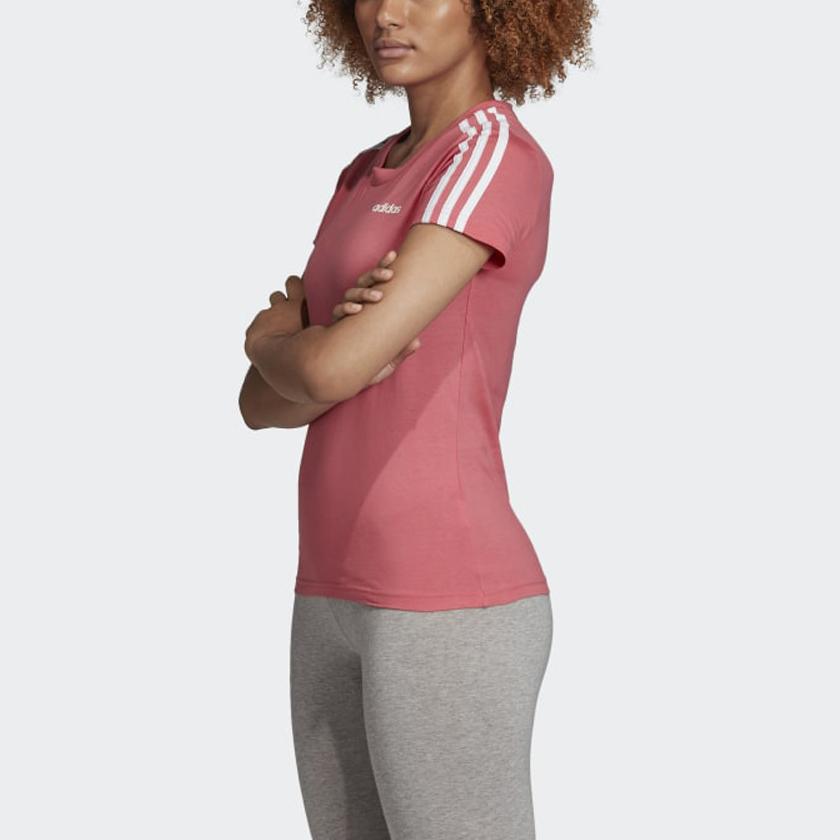 Adidas Logo Sport Casual Three Stripes Round Neck Breathable Training Fitness Short Sleeve T-Shirt Women T-Shirt Watermelon-Red EI0766