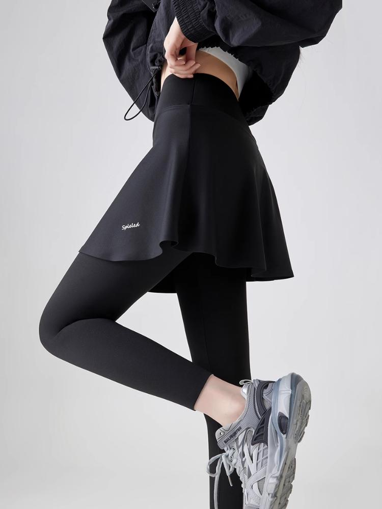 Fleece Leggings Herbst Winter A-Rock Warm Gefälschte Zweiteilige Shark Hosen Frauen Hohe Taille Sport Yoga Nahtlose Leggings