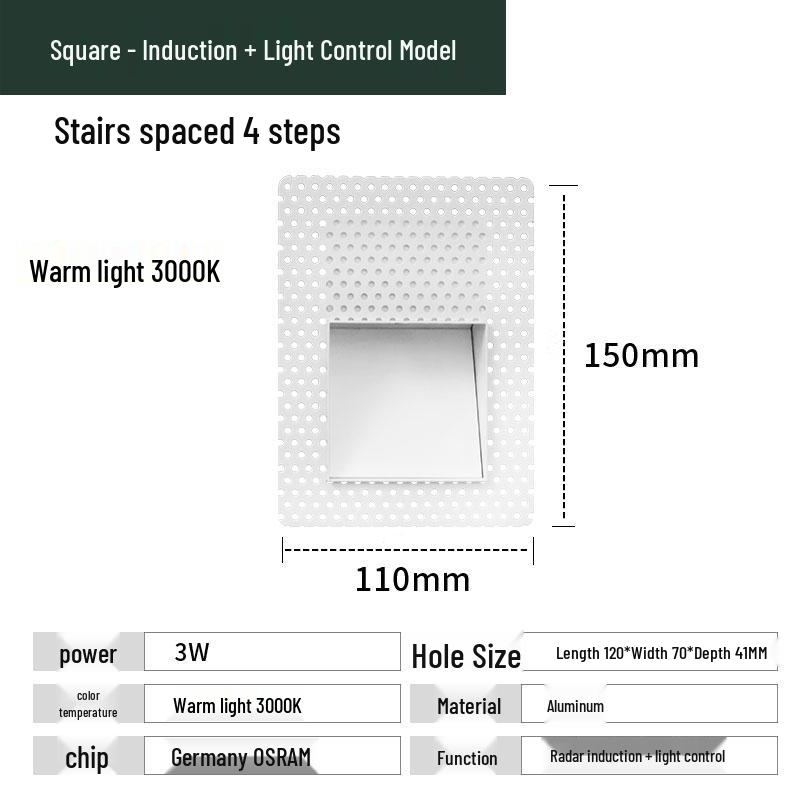 Recessed Frameless LED Stair and Corridor Light