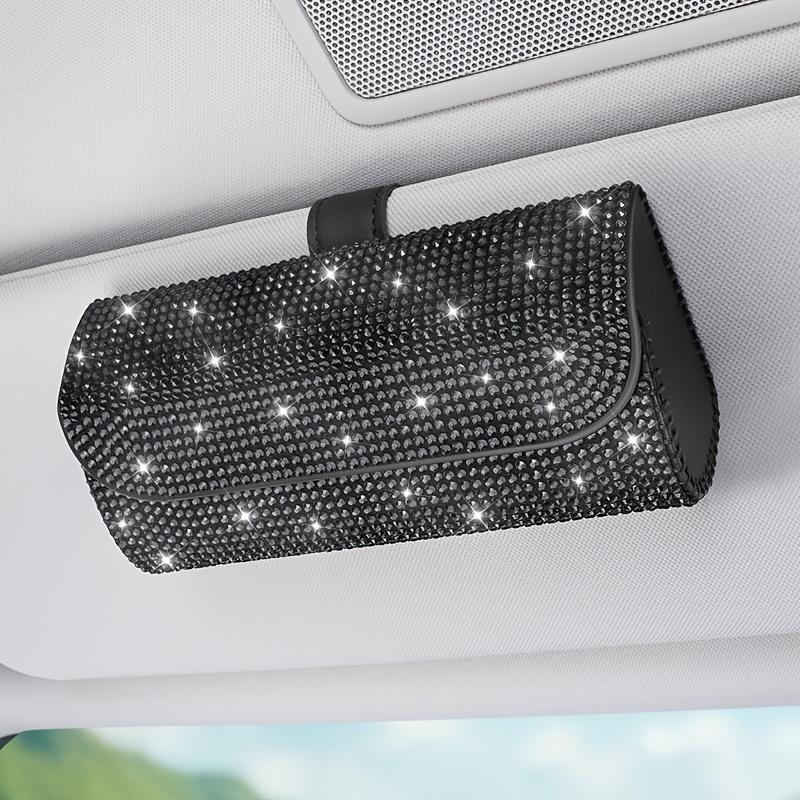 Car Sun Visor Sparkling Glasses Case, PU Leather Fashion Glasses Storage Box, Multi-functional Sun Visor Storage Bag чёрный