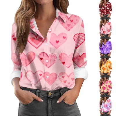Women's Long Sleeve Buttoned Floral Print Casual Shirt Top
